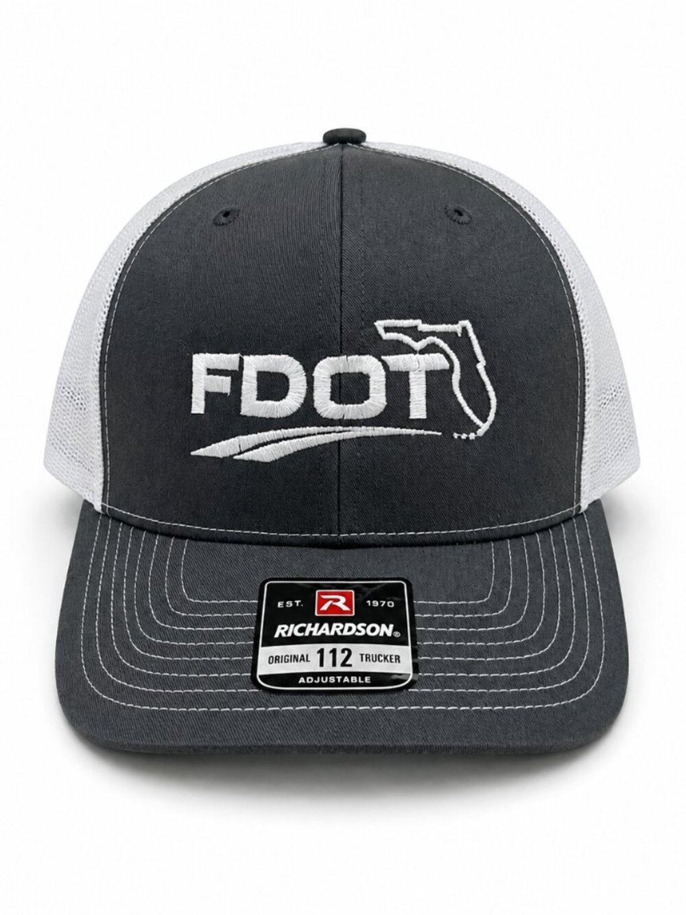 FDOT Richardson 112 Gray White Trucker Hat Mesh Snapback Cap